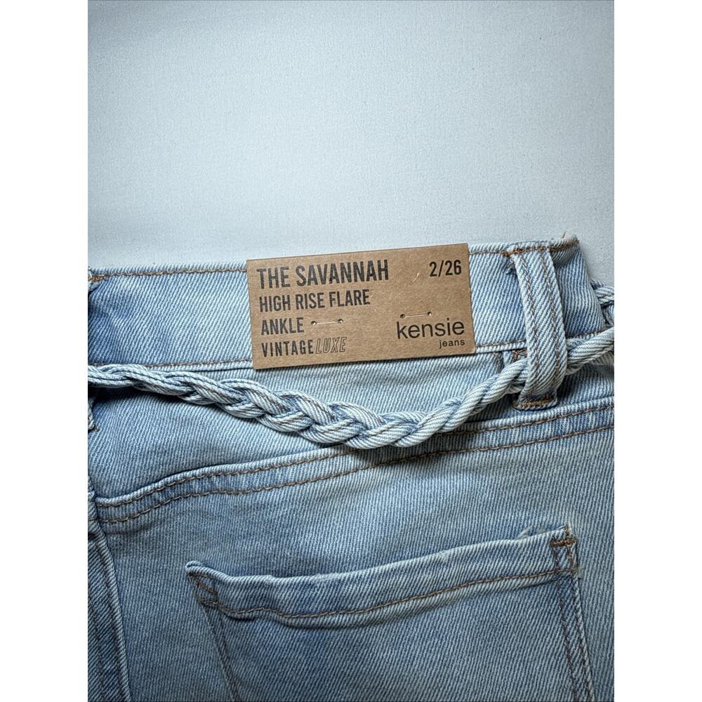 Kensie Savannah High Rise Flare Ankle Jeans Womens 2 / 26 Belted Light Wash NWT - Picture 10 of 11